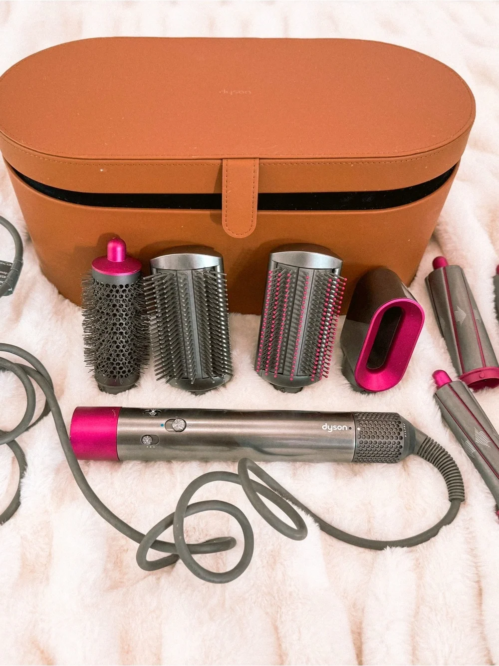 Dyson Hair Multi-Styler Set in Pink and Gray with Orange Case